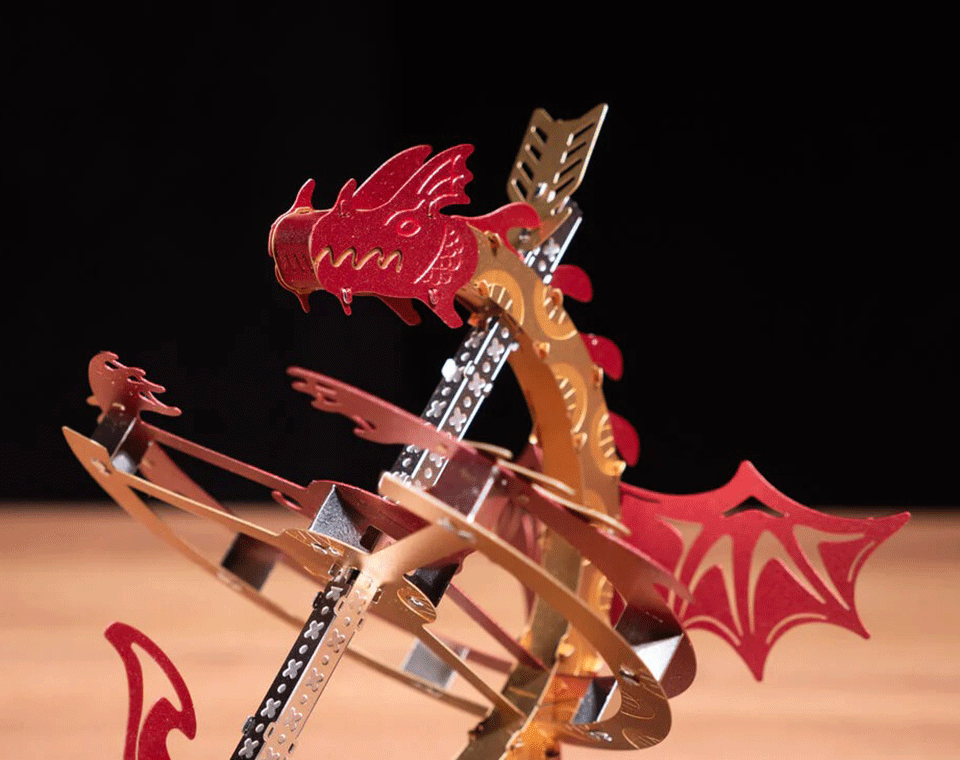 Metal Time Sun Chaser Dragon Stand Clock MT025 вигляд механізму