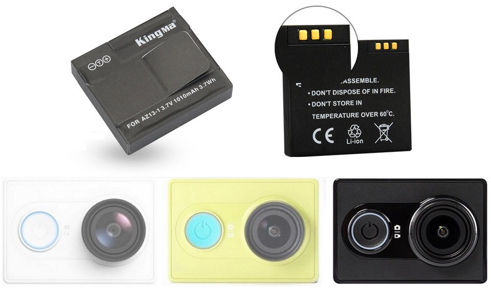 Батарея для камери YI Sport Basic 1010 mAh YI Action Camera Battery (AZ13-2) крупним планом з камерами