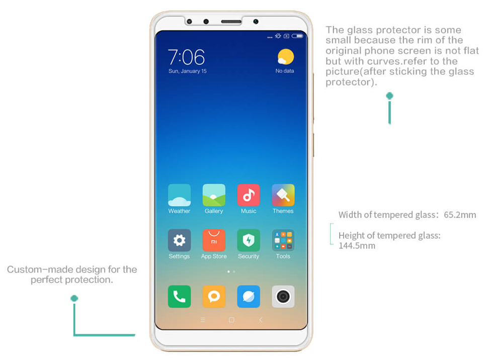 Захисне скло Nillkin Amazing H tempered glass screen protector for Xiaomi Redmi 5 розміри