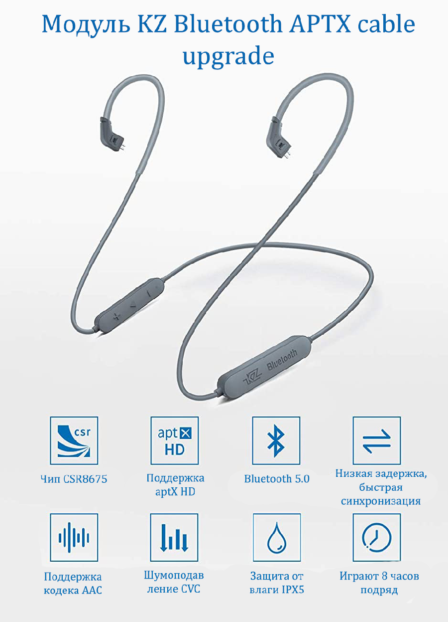 Bluetooth-адаптер KZ APTX-HD Bluetooth 5.0 cable upgrade Wire