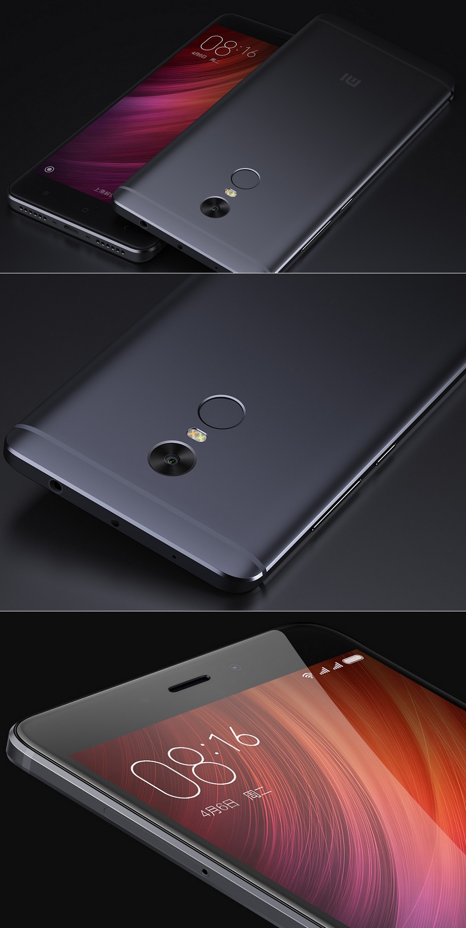 Смартфон Xiaomi Redmi Note 4 Black 3/64 Gb чорного кольору в різних ракурсах